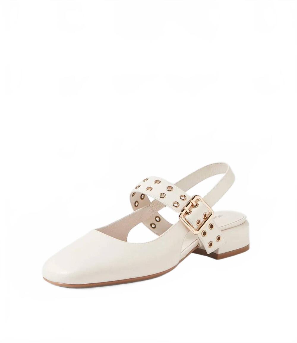 NEW DJANGO & JULIETTE women's vavka slingback heel in ivory leather